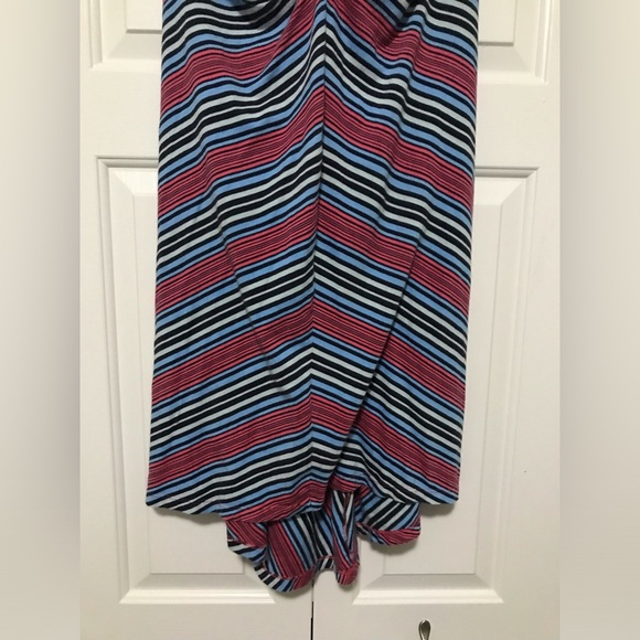 Patagonia Womens M Organic Cotton Halter Asymmetrical Pink Blue Striped Dress - Picture 3 of 8